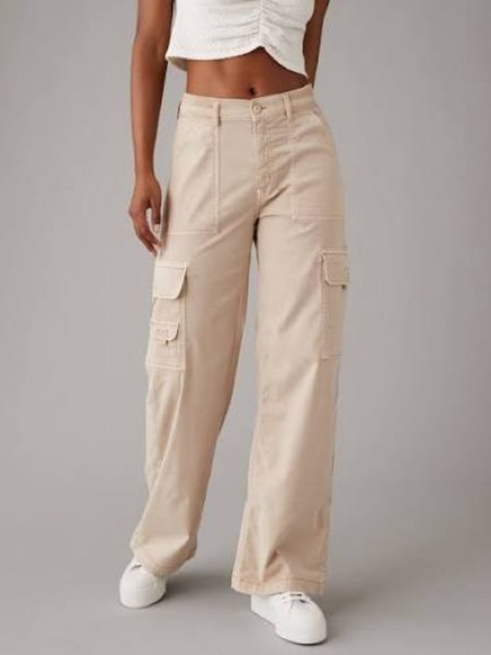 American Eagle Dreamy drape super high waisted baggy wide leg cargo pants. NWT